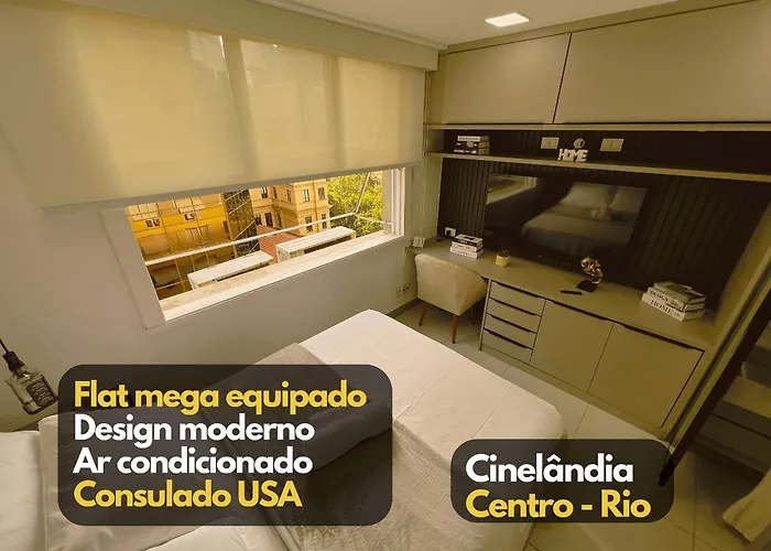 Flat Moderno completo Ar Consulado USA Cinelândia Centro - Feito por Arquiteto