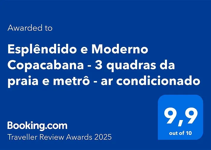 Esplêndido e Moderno Copacabana - 3 quadras da praia e metrô - ar condicionado