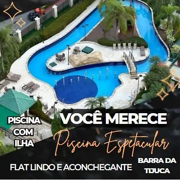 Magnifico Flat na Barra da Tijuca 704, com Linda Piscina, Academia, Balsa para Praia, Microondas, Frigobar, Tv Smart, Varanda e Mesa para Trabalho