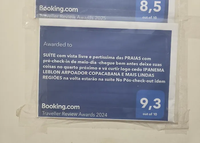 SUÍTE c vista livre e pertíssima das PRAIAS IPANEMA LEBLON ARPOADOR COPACABANA e do CRISTO REDENTOR do BONDINHO PÃO DE AÇUCAR etc Chegando mais cedo que o Check-in do meio-dia, deixe suas malas e vá se divertir, idem no Check-out das 10h manhã
